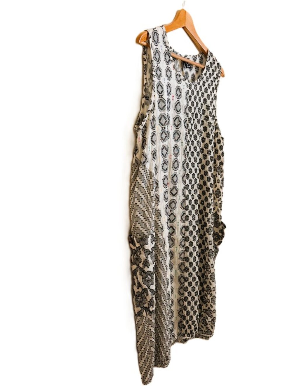 Sacred Threads Lantern Dress S/M Sleeveless Cotton Floral Geometric - Picture 3 of 11